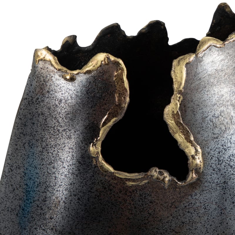 Sagebrook Home's Metal Chipped Vase, 14" Black Elegance, Timeless Design for Home Ambiance, Exclusive Vase Collection