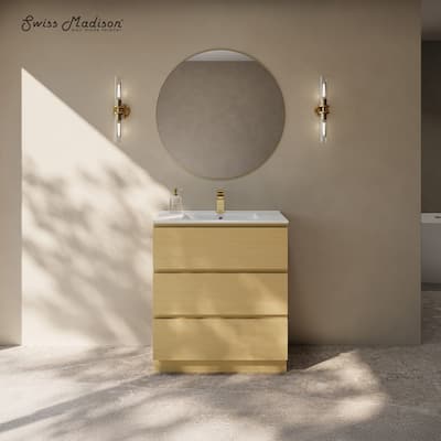 Liberte 30" Freestanding Bathroom Vanity In Natural Oak With Sink Top - 30