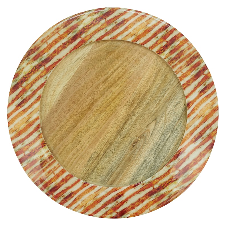 Stripe Rim Design Table Charger (Set of 4) - Rust - 4 Piece