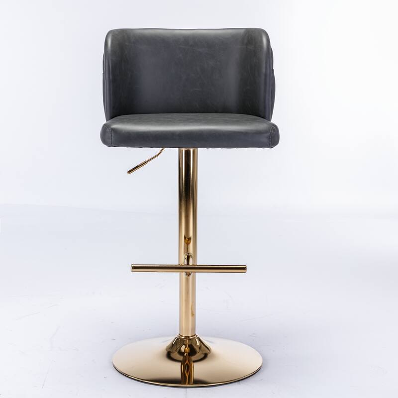 Swivel Barstools Adjusatble Seat Height,PU Upholstered Bar Stools with the whole Back Tufted - N/A
