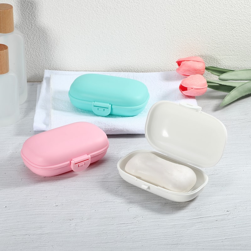 Portable Soap Dish Box Soap Bar Holder for Travel Gym Outdoor with Cover