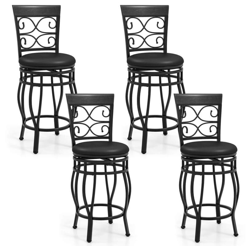 Costway Set of 2/4 Vintage Swivel Bar Stools 26" Bistro Upholstered