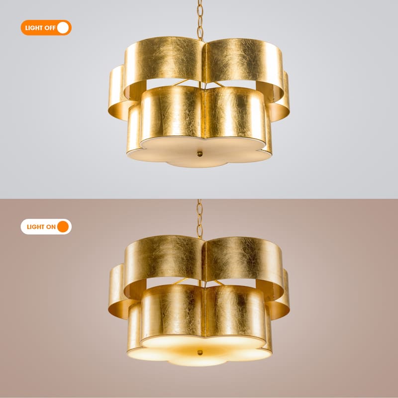 20" Modern Decorative Gold Flower Metal 5 Lights Chandelier Light