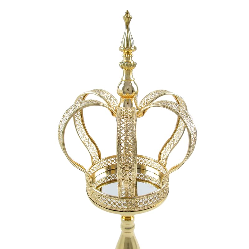 Royal Metal Crown Decor Centerpiece Accent Piece Tabletop with Stand