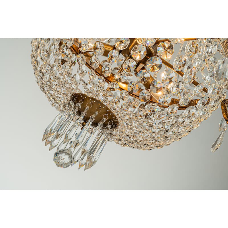 CraftHome Classic Elegance 12-Light Antique Bronze Empire Crystal Candle Chandelier - W30'' × H36"