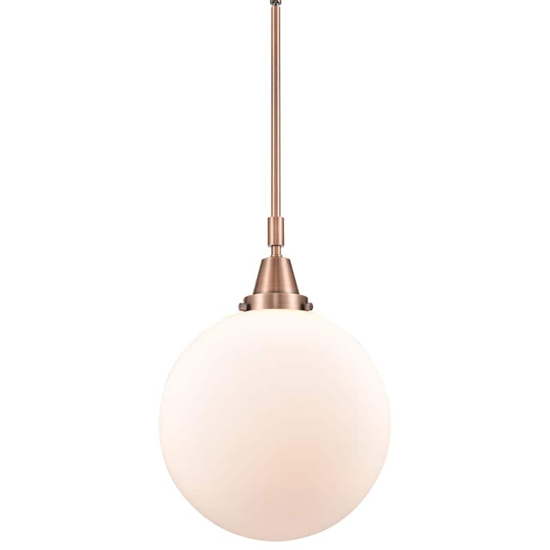 Innovations Lighting 447-1S-16-12 Beacon Pendant Beacon 12" Wide - Antique Copper / Matte White