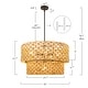 preview thumbnail 6 of 12, Ravy Farmhouse 6-Light Drum Rattan Chandelier Coastal Natural Pendant Light for Kitchen Dining Room - D 26" x H 15.7"