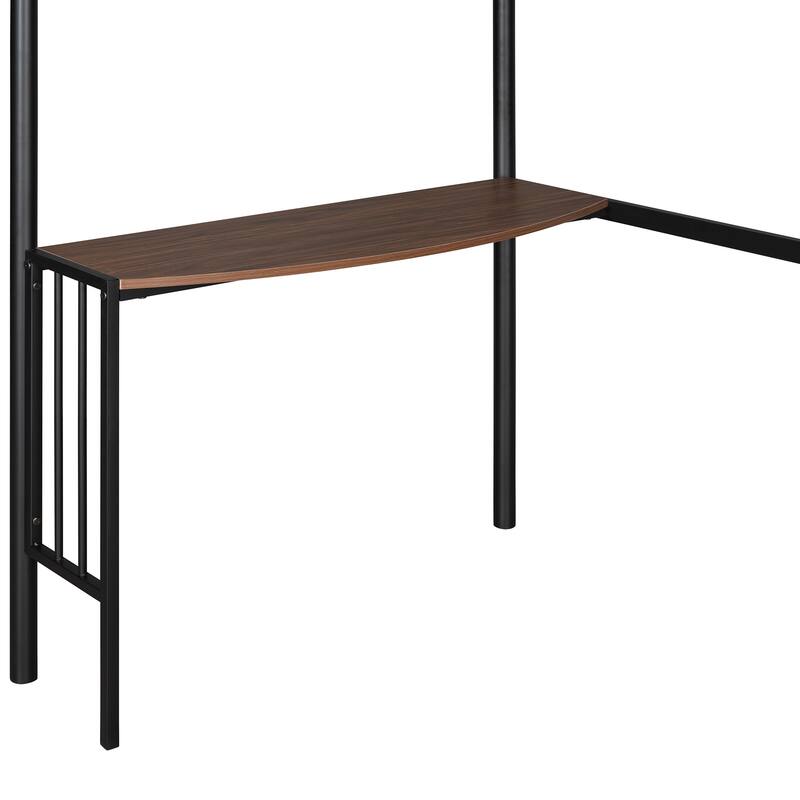 Twin Over Full Metal Bunk Bed with Desk and Ladder