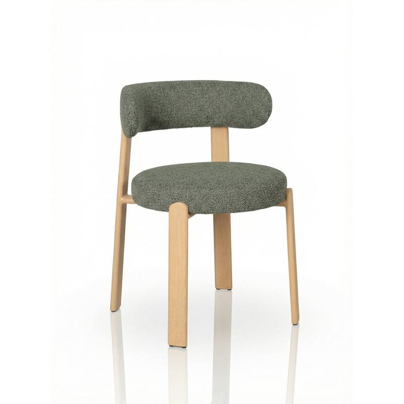 Upholstered Curved Back Wood-look Metal Frame 2pc Dining Chairs - N/A