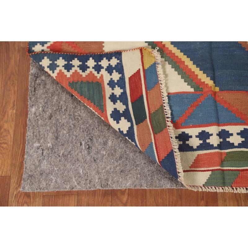 Vegetable Dye Kilim Qashqai Persian Area Rug Hand-Woven Wool Carpet - 4'11" x 8'1"