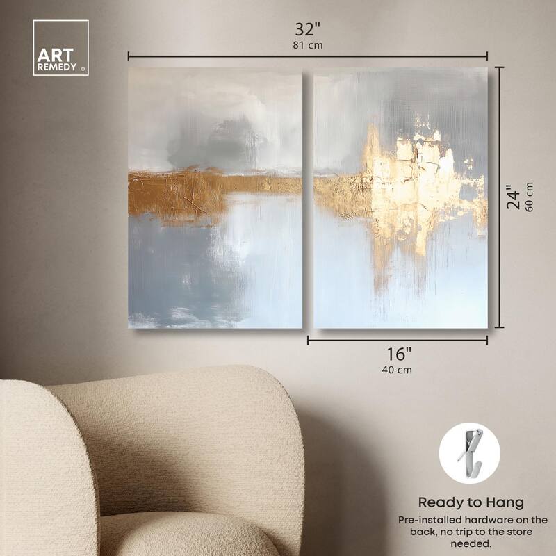Serenity in Gold I Canvas Set of 2 by Art Remedy, Gallery Wrapped