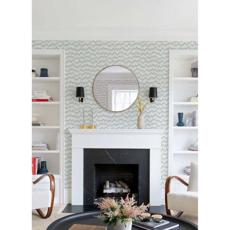 A-Street Prints Holmby Seafoam Brushstroke Zigzag Wallpaper