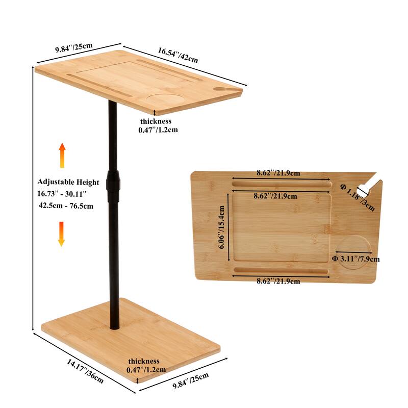 Height Adjustable C-Shaped End Table