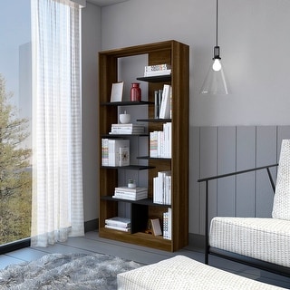 Rectangular Open Back Storage Rectangular Open Back Bookshelves with Ladder Shelves, Walnut - Bed ...