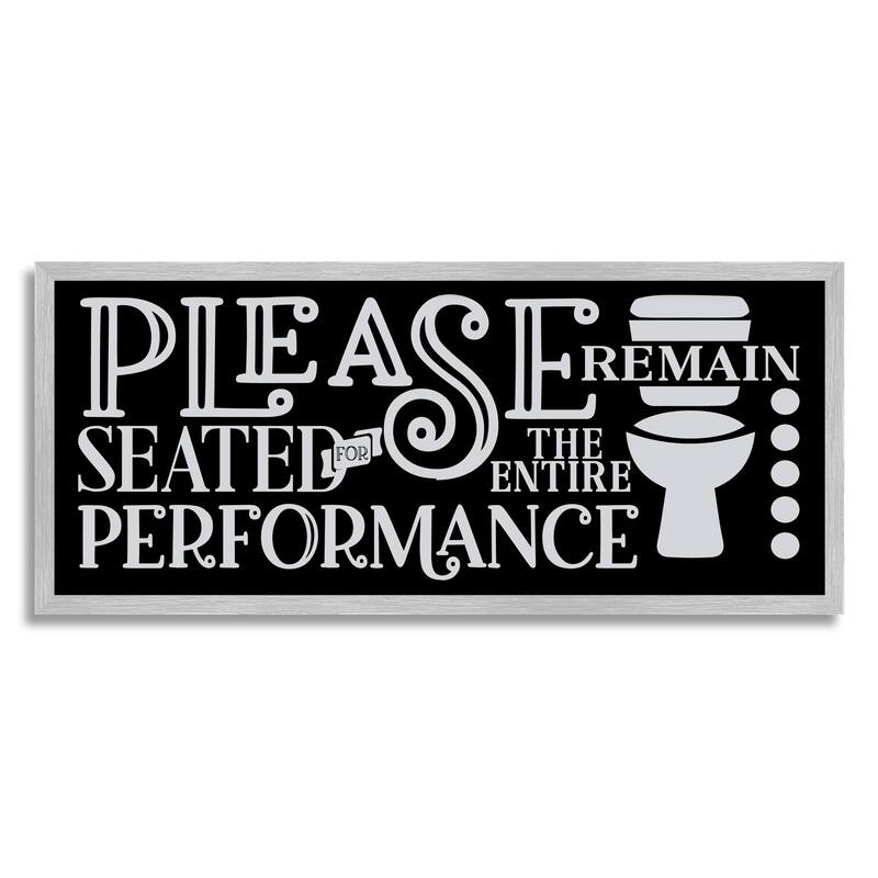 Stupell Please Remain Seated Phrase Framed Giclee Art Design by LSR Design Studio - 24 x 10 - Grey
