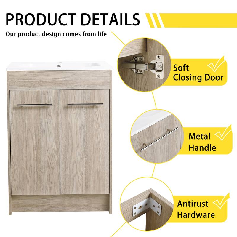 Bathroom Vanity With Sink In 30 Inch, Freestanding Bathroom Vanity With Soft Close Door