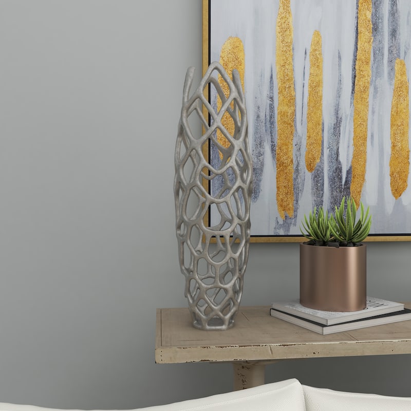 Gold Aluminum Metal Cutout Coral Decorative Vase