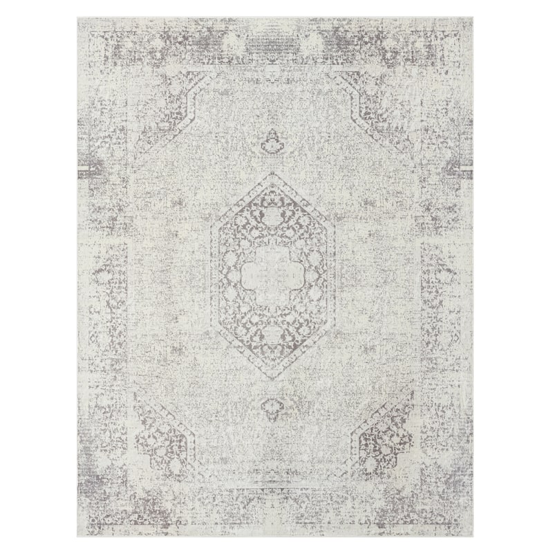 Sevita Traditional Bordered/Medallion Indoor Area Rug - 5'3" x 7' - Gray