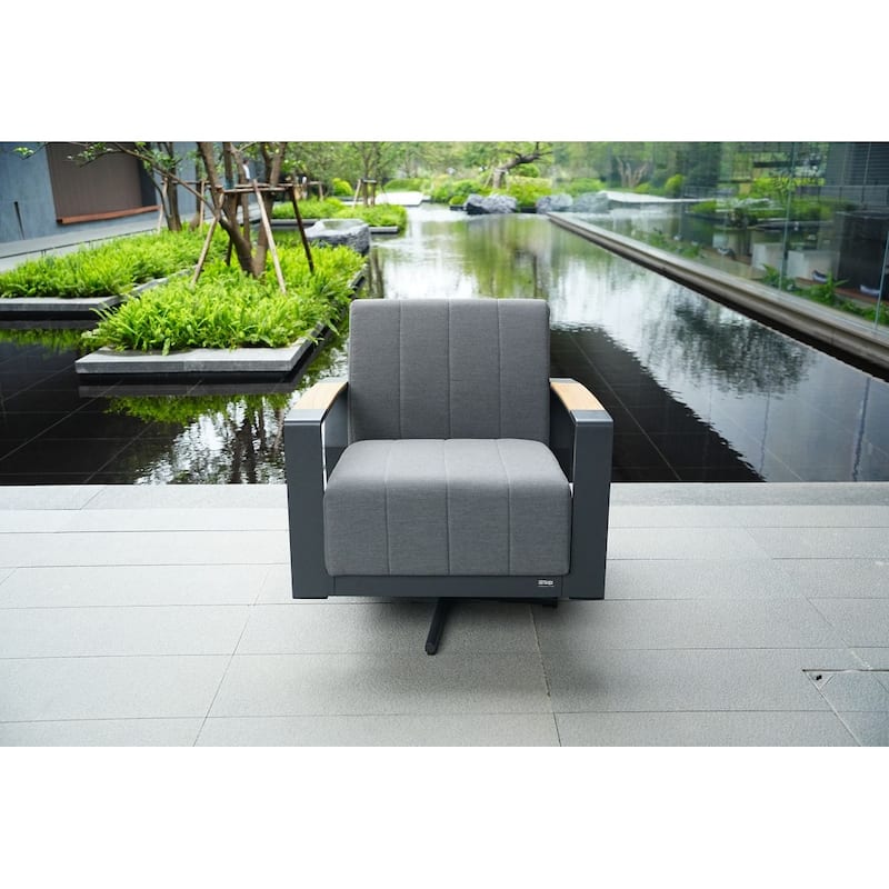 Outdoor Indoor Aluminum Patio Sofa with Coffee Table Collection ,Grey(You can choose one set or a single piece)