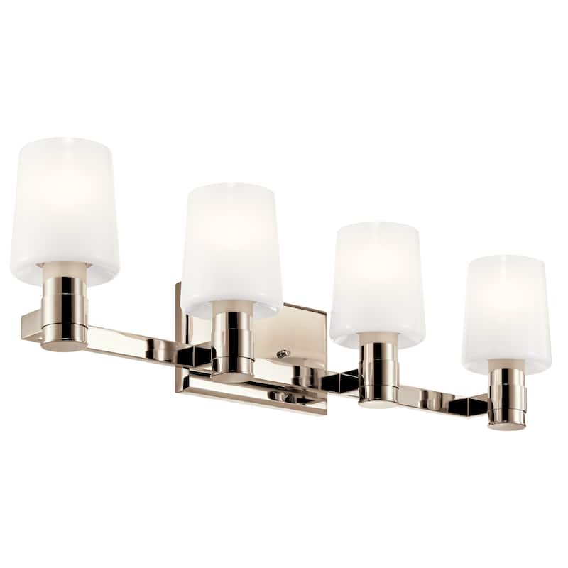 Adani 30 in. 4-Light Bathroom Vanity Light with Opal Glass - 30 in - Polished Nickel
