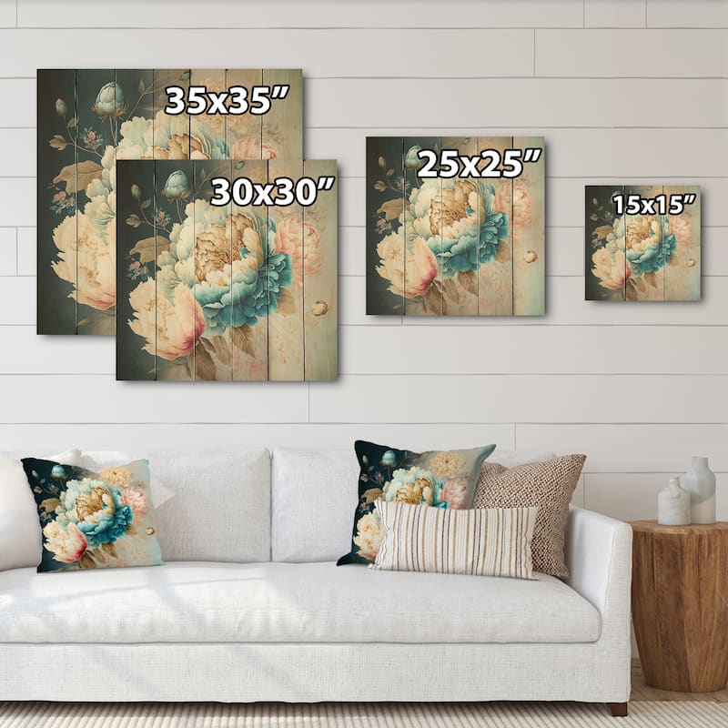 Designart 'Multi-Color Blooming Flowers III' Floral Wood Wall Art - Natural Pine Wood