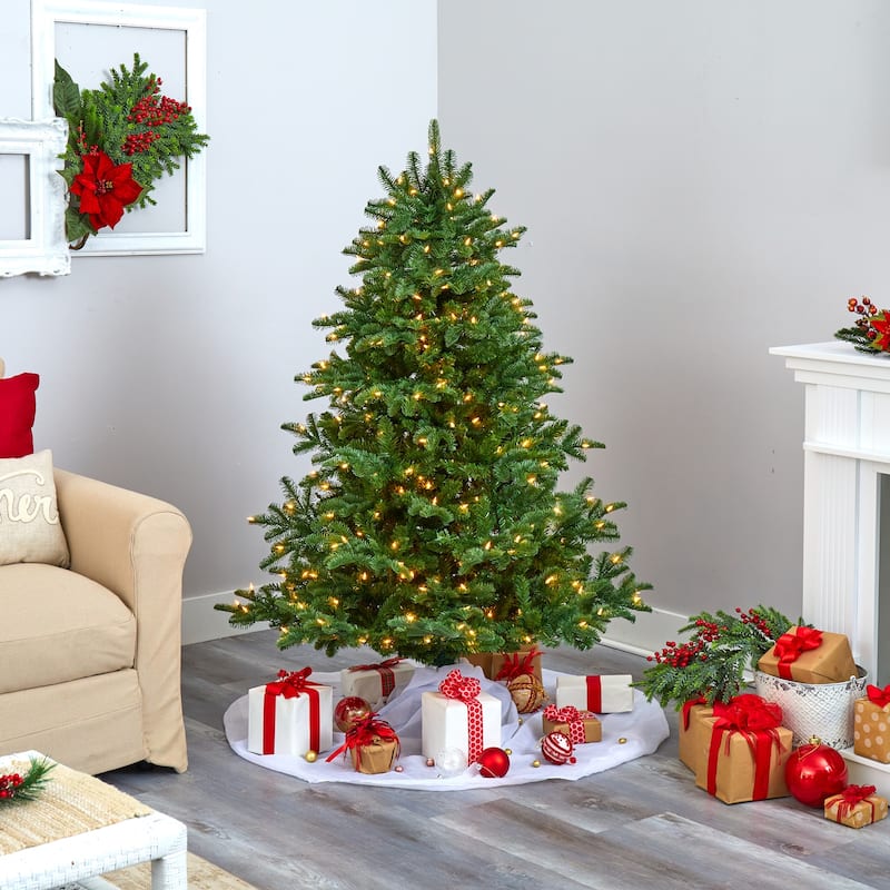 5ft. Spruce Artificial Christmas Tree with 300 Warm White Lights & 1370 Branches - Elegant Holiday X-Mas Tree