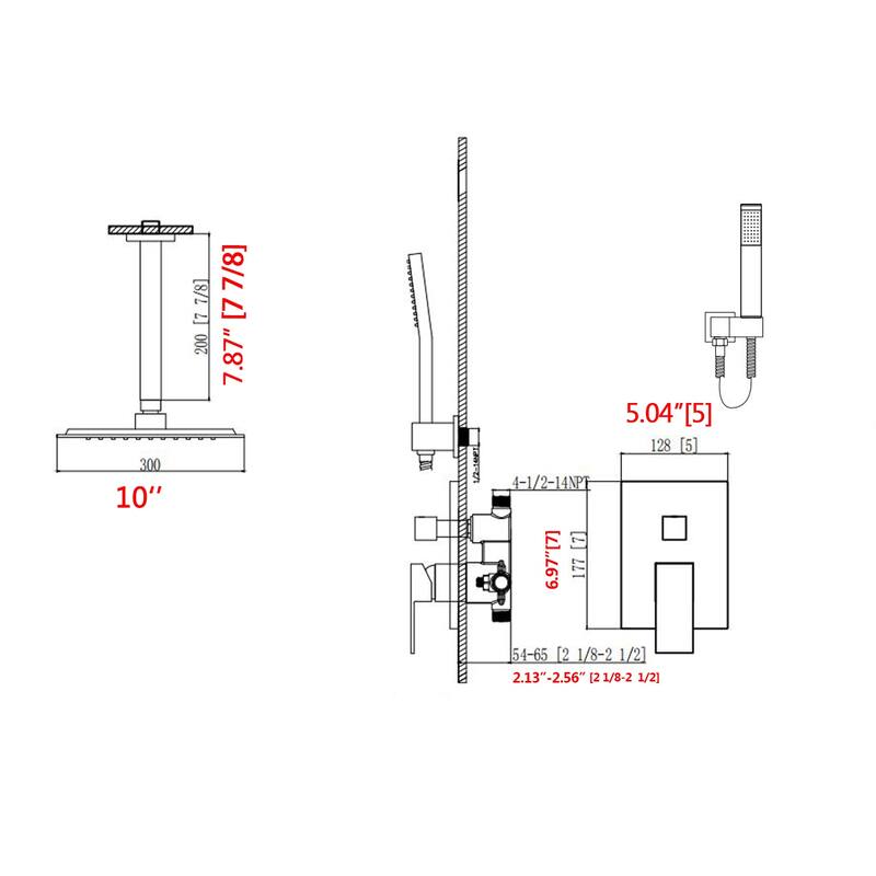 Proox 10" ORB Rainning Shower Wall Mounted with Pressure Balancing Valve - 10 inch