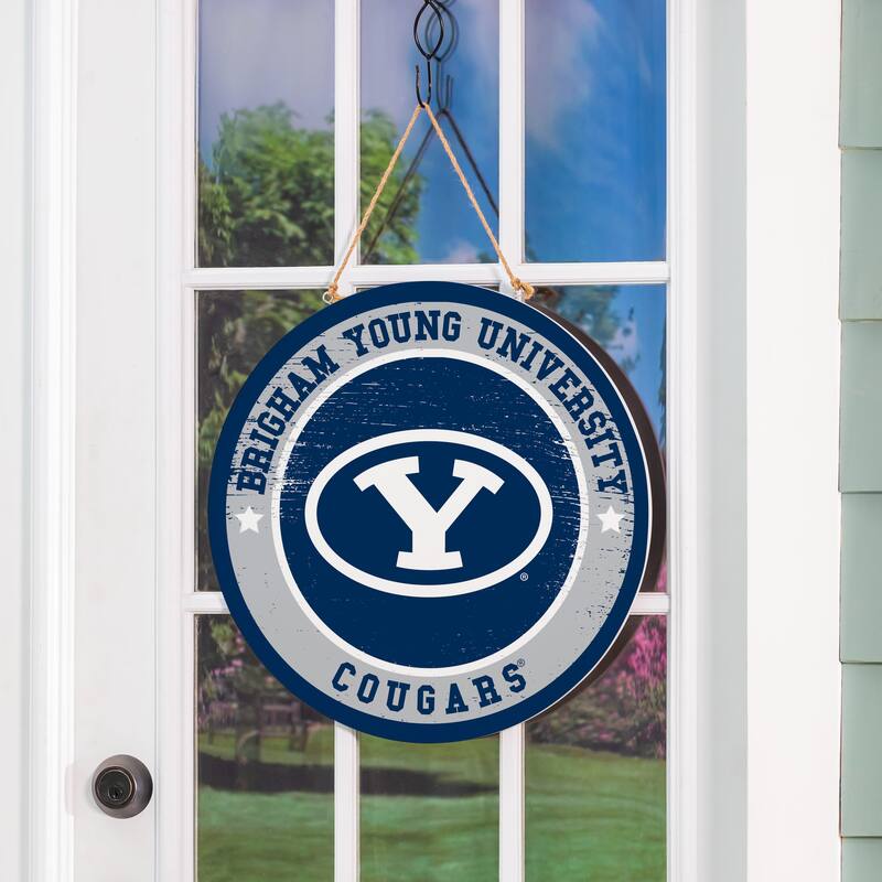 Brigham Young University Wooden Door Decor Wall Sign - Multi-Color