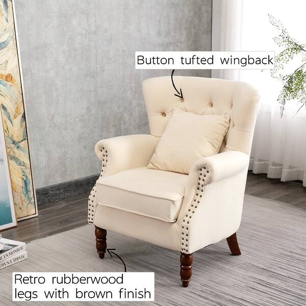 Modern Wingback Chair Button Tufted Nailhead Trim Accent Armchair Overstock 31423775