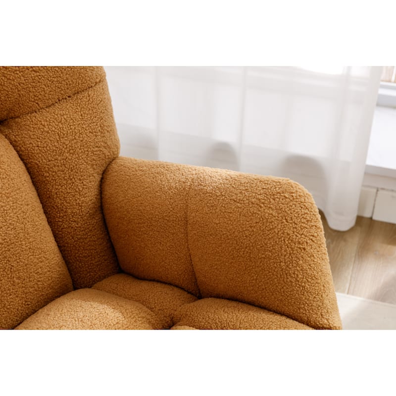 Teddy Fabric Rocking Glider Chair with Wooden Frame and 250lb Weight Capacity
