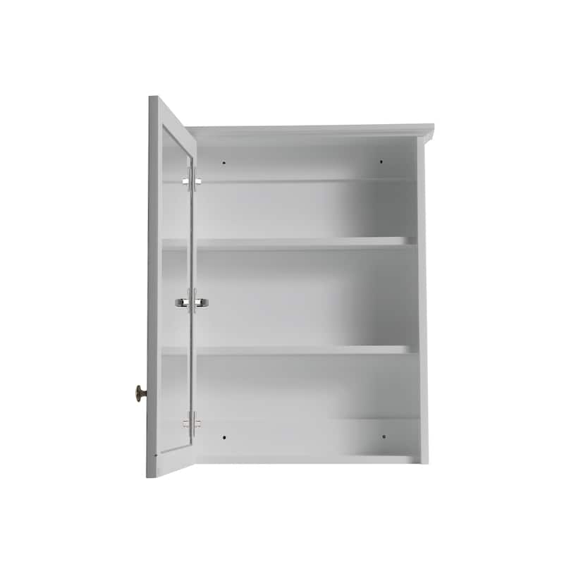 Wall Mounted Surface Mount 24" W x 30" H Mirror Cabinet With Shelves