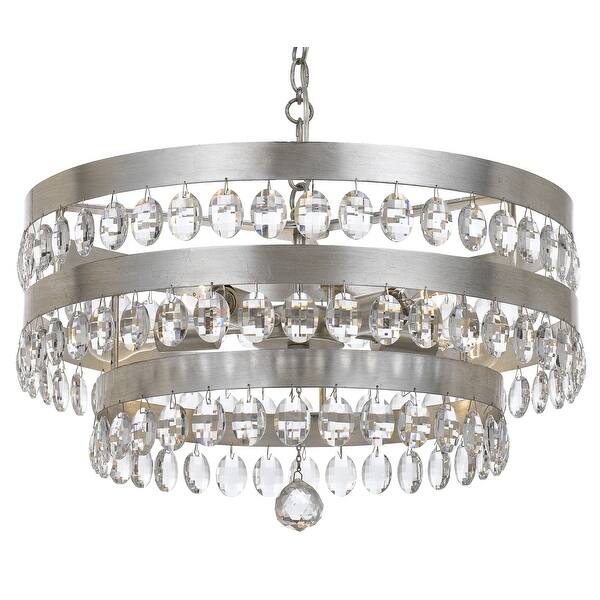 slide 2 of 5, Perla 5 Light Antique Silver Chandelier - 22'' W x 14.25'' H 22'' W x 14.25'' H