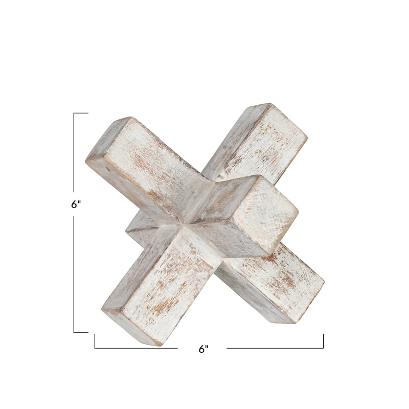 Decorative Mango Wood Jack Cross Design - 6.0"L x 6.0"W x 6.0"H