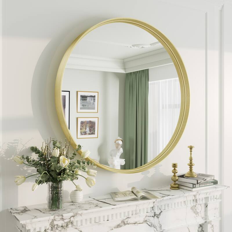 Round Tempered Glass and Metal Framed French Cleat Mounted Wall Bathroom / Vanity Mirror