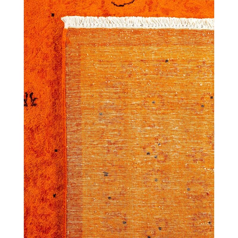 Overton Hand Knotted Wool Vintage Inspired Modern Contemporary Overdyed Orange Area Rug - 9' 3" x 11' 6"