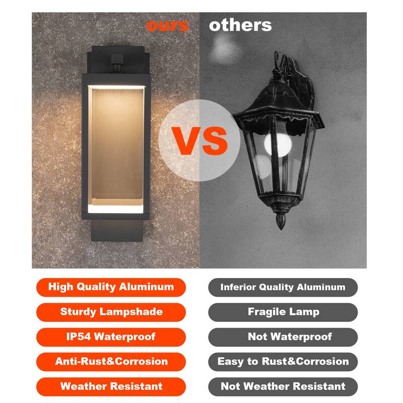 Outdoor Wall Sconce Lantern Dusk to Dawn Sensor 13W 800Lm 3000K