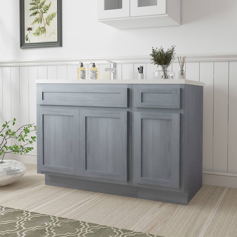 Vanity Art 45" Oak Freestanding Bathroom Vanity Cabinet without Top