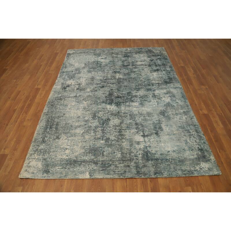 Hand Knotted Oriental Viscose Silk Carpet Modern Abstract Multi-Colored Abstract Area Rug - 7' 7'' X 5' 6''