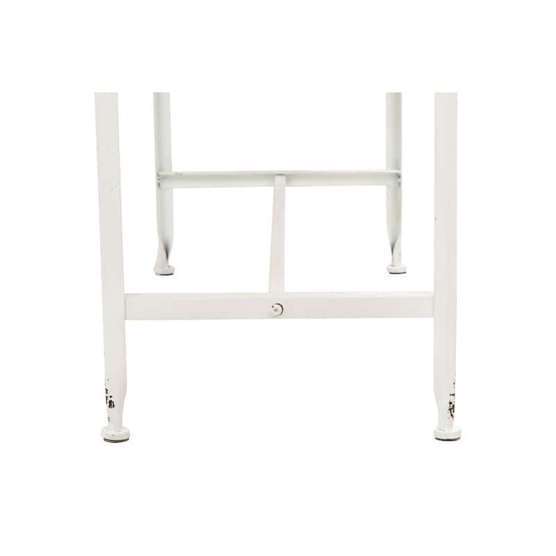 Zinc-Finished Metal and Wood Scalloped Edge Sofa Table