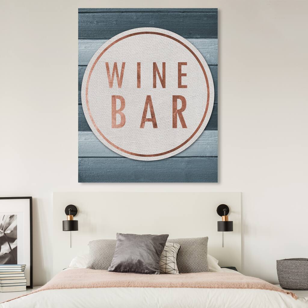 Oliver Gal 'Vintage Wine Bar Teal' Drinks and Spirits Wall Art Canvas Print Wine - Blue, White