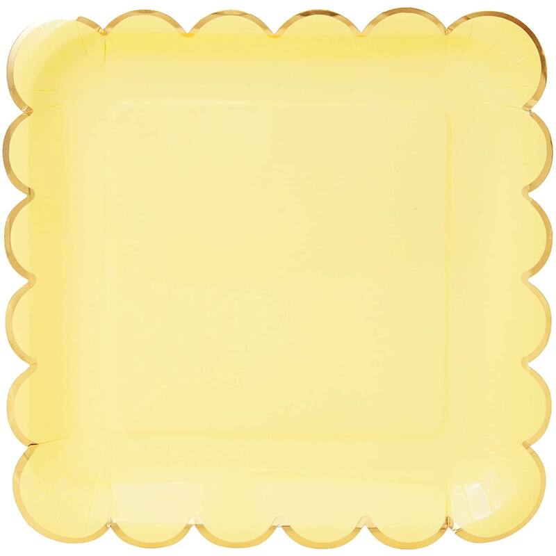 Pastel Paper Plates with Scalloped Gold Foil (9 Inches, 48 Pack)