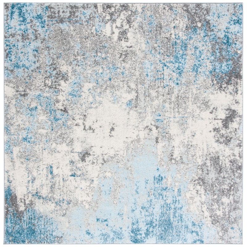 SAFAVIEH Tulum Mona Modern Abstract Rug - 6'7" Square - Grey/Blue