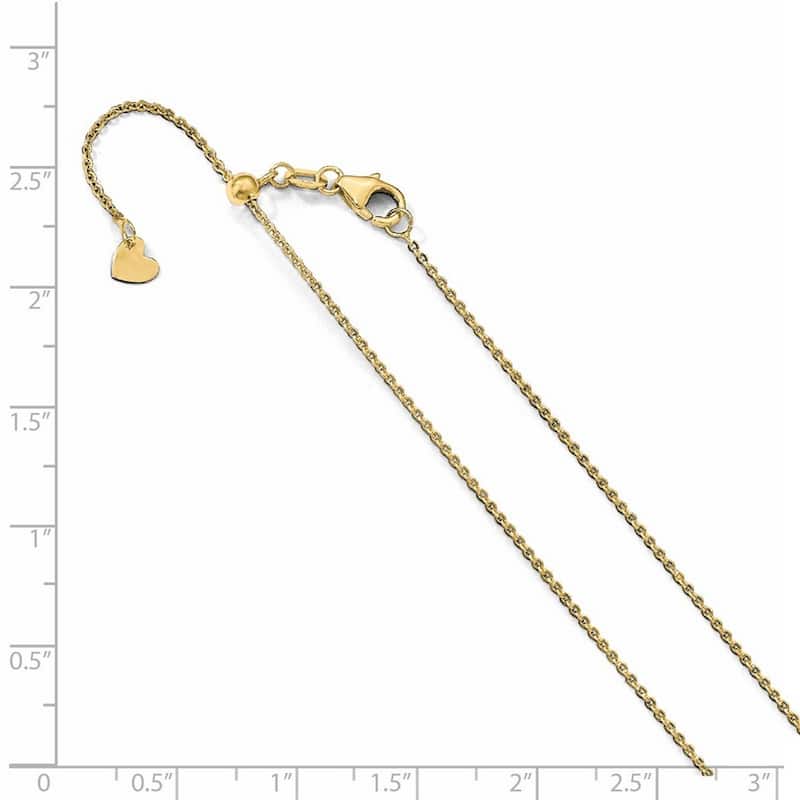Curata Italian 14k 1.25 mm Flat Cable Adjustable Chain Necklace (Lobster) Options: 22 30
