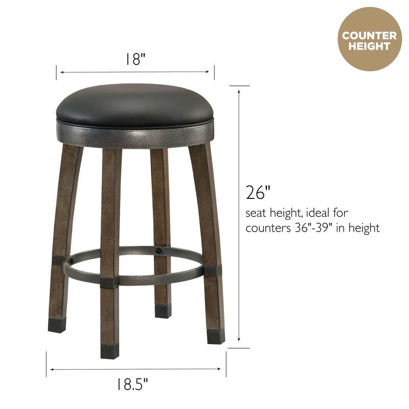 Traditional Wood Faux Leather Counter-height Stool Set of 2