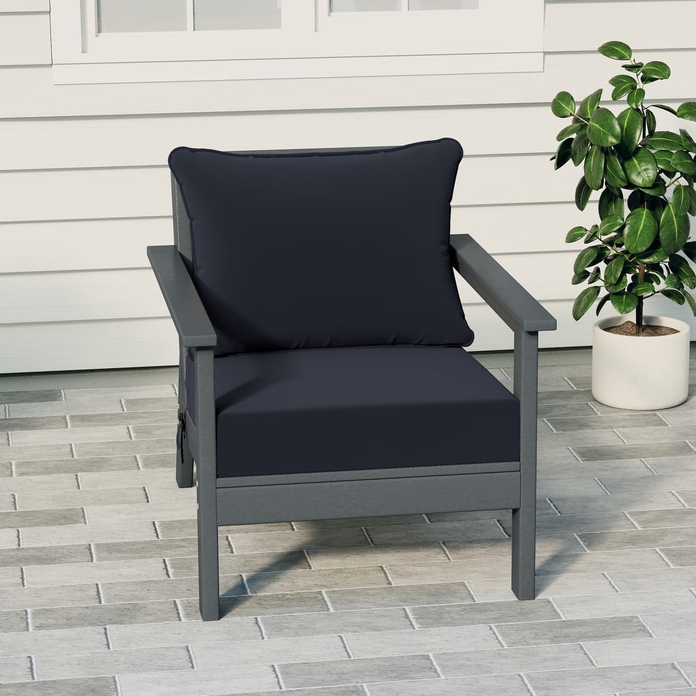 Birchwood All Weather HDPE Outdoor Patio Deep Seating Gray Club Chair With Cushions (1-Piece)