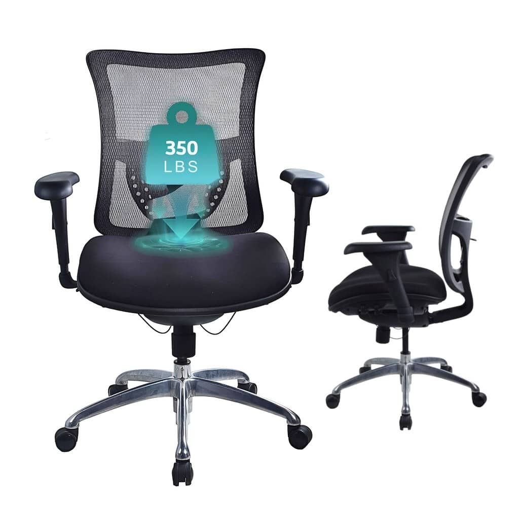 Cubiclesdotcom IMPACT Ergonomic Mesh Office Chair, 3D Lumbar Support, 350 lbs, Black