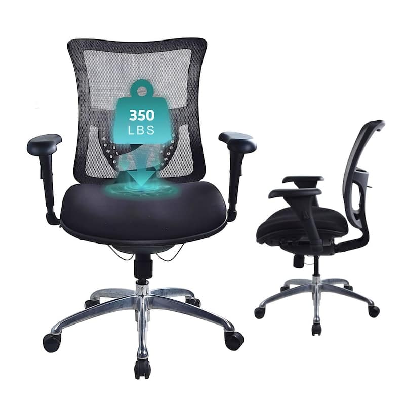 Cubiclesdotcom IMPACT Ergonomic Mesh Office Chair, 3D Lumbar Support, 350 lbs, Black - Black