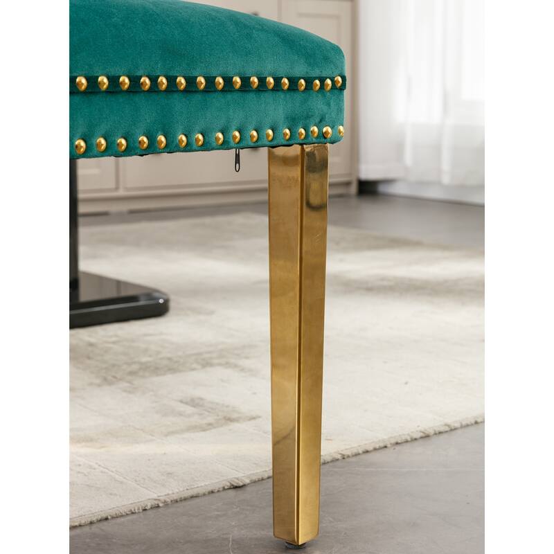 GDF Studio - Modern Velvet Upholstered Wood Dining Chair Set with Chrome Legs & Nailhead Trim (Set of 2)