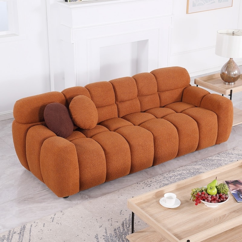 87.4" 3-Seater Boucle Sofa with Wood Frame