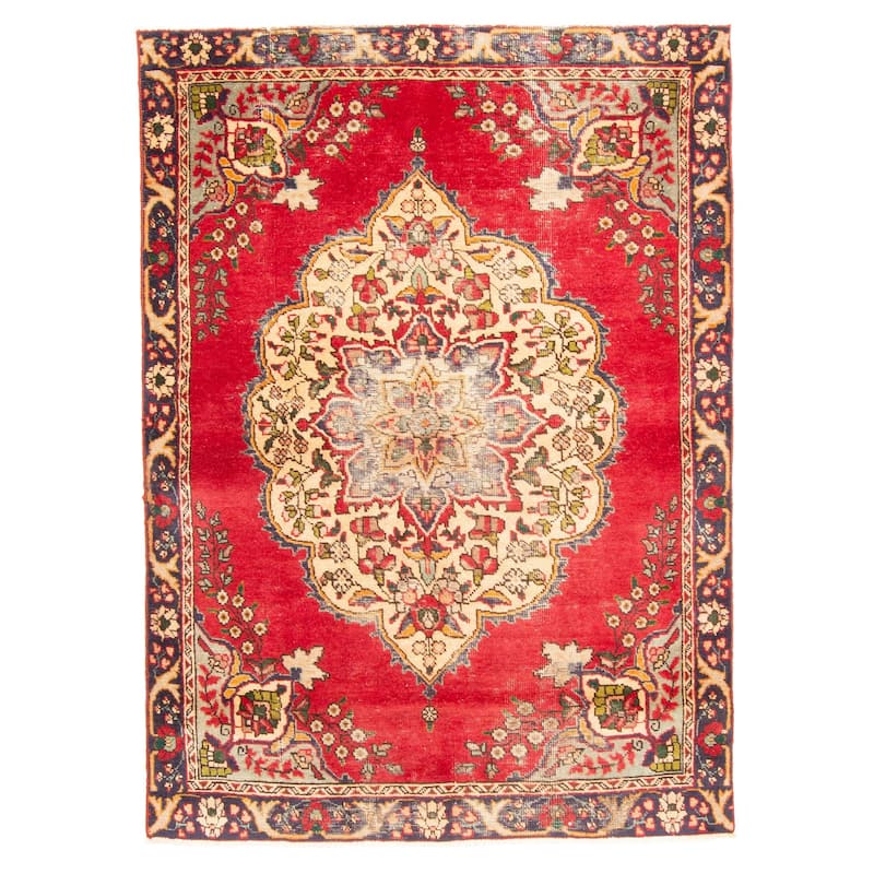 ECARPETGALLERY Hand-knotted Andelz Red Wool Rug - 4'6 x 6'7